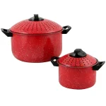 Gibson Home Casselman 4-Piece Steel Nonstick Pasta Pot Set, Red Speckle thumbnail 1