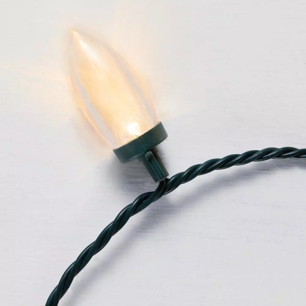 Home Accents Holiday 100-Light LED C9 Warm White Smooth Bulb String Lights, 65 ft, Green Wire