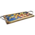 Gibson Elite Philomena Mango Wood Enamel Serving Tray with Watercolor Leaf Design thumbnail 1