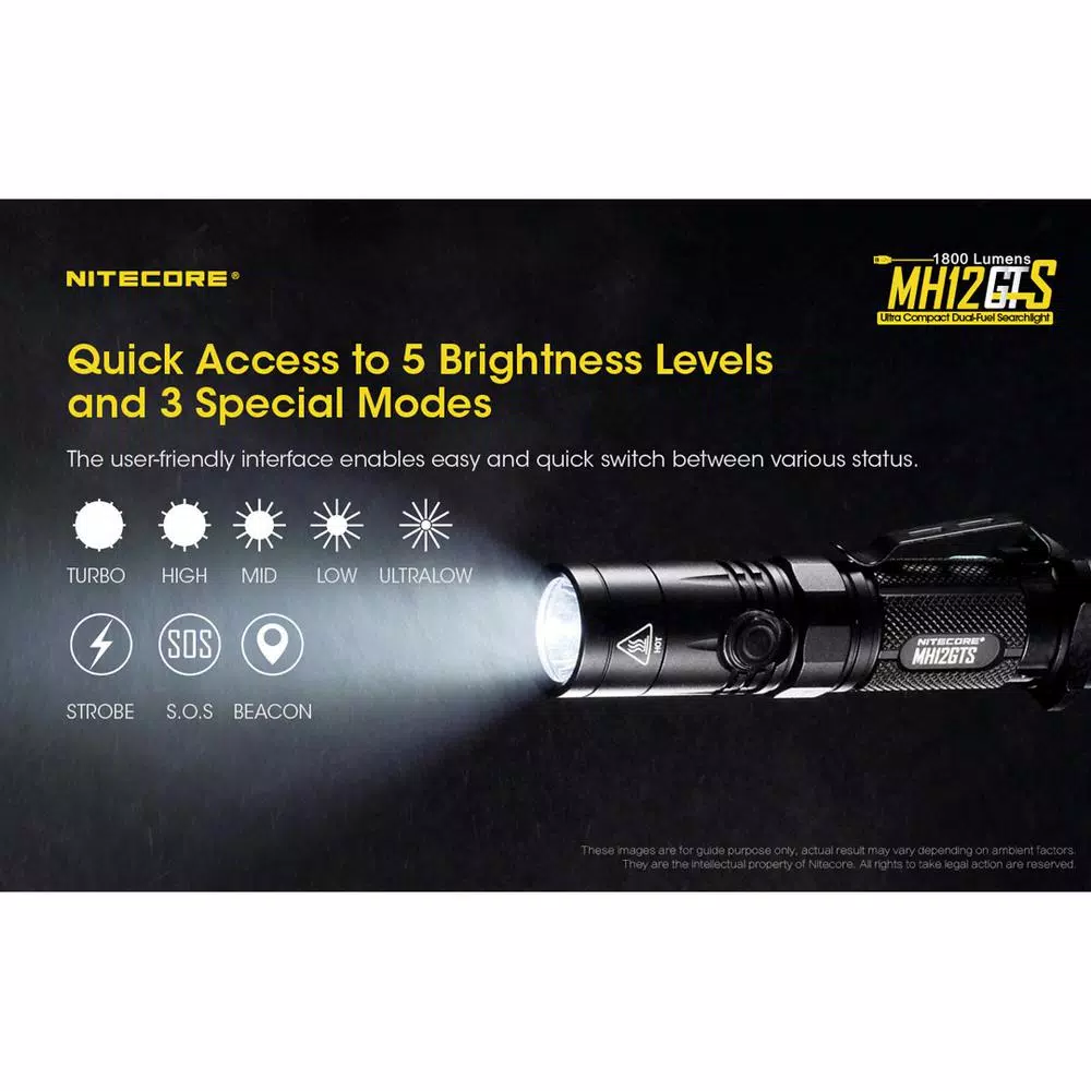 NITECORE MH12GTS 1800 Lumen Rechargeable LED Tactical Flashlight