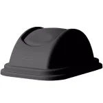 Rubbermaid Commercial Products Rubbermaid Commercial Untouchable 41 qt. Black Square Trash Can Domed Swing Top Lid thumbnail 1