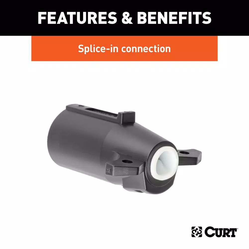 CURT 7-Way RV Blade Connector Plug, Trailer Side, Black Plastic