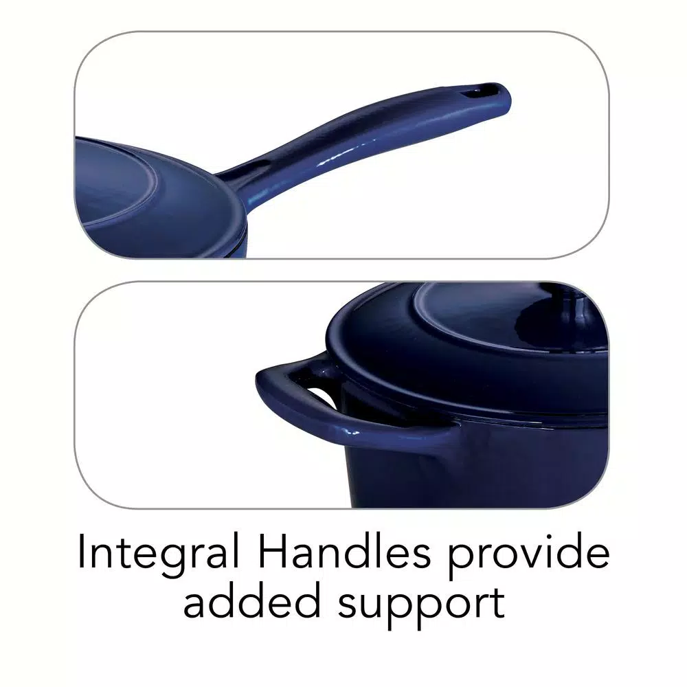 Tramontina 2.5 Qt. Enameled Cast Iron Sauce Pan with Lid, Gradated Cobalt Blue
