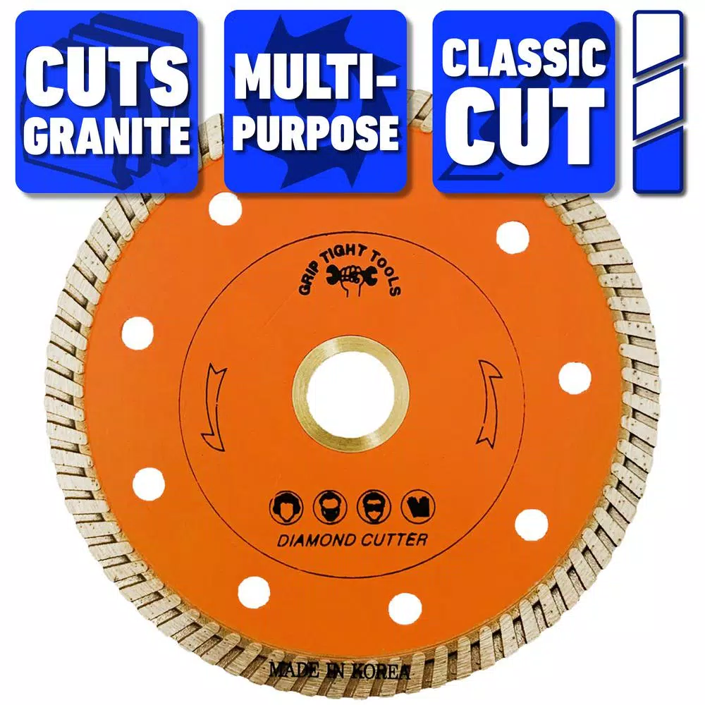 GRIP TIGHT TOOLS 4.5 in. Classic Turbo Cut Diamond Blade for Granite, Marble, Concrete, and Masonry (3-Pack)