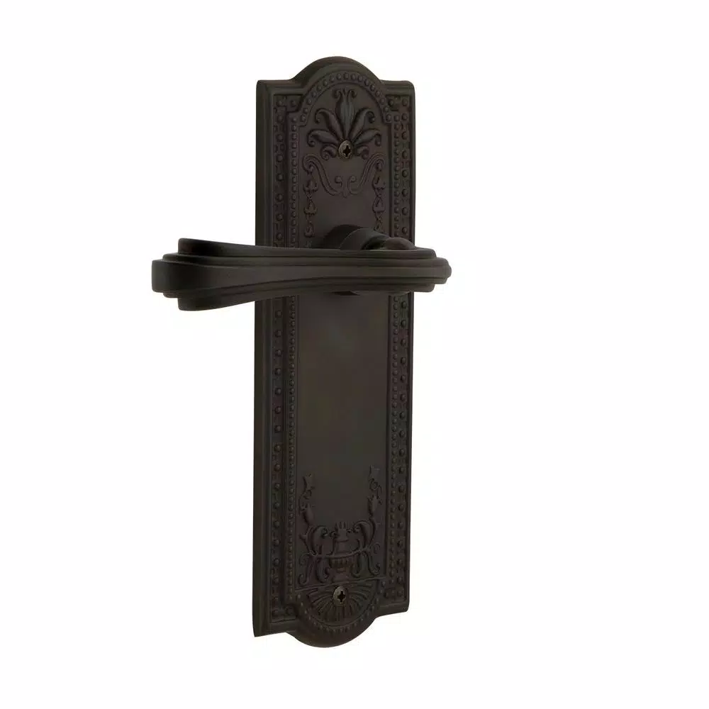 Nostalgic Warehouse Meadows Plate Fleur Double Dummy Door Lever - Oil-Rubbed Bronze