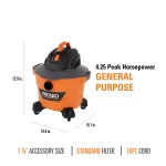 RIDGID 9 Gal. NXT Wet/Dry Shop Vacuum, 4.25 Peak HP with Dual-Flex Hose and Accessories thumbnail 4