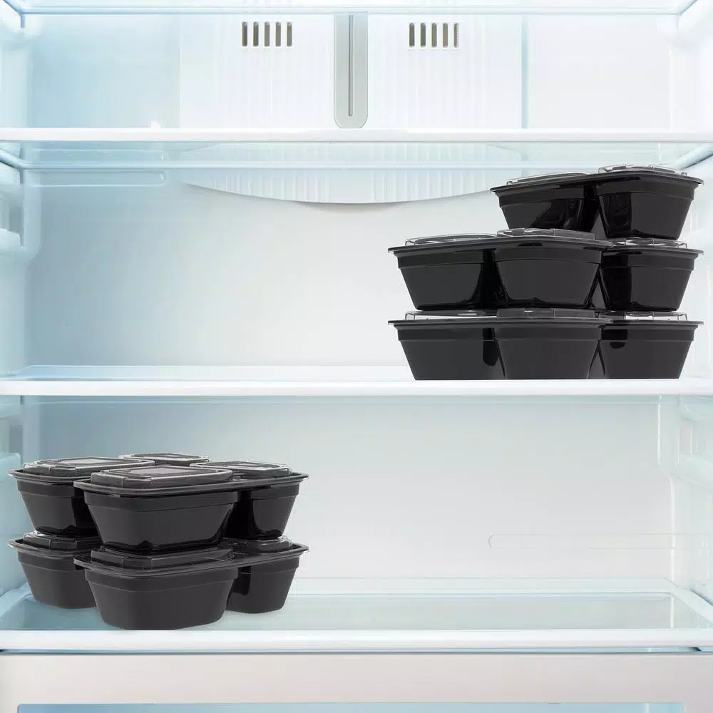 Classic Cuisine 10-Piece Portion Control Meal Prep Container Set, 2-Compartment Plastic Food Storage