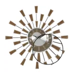 LITTON LANE 22 in. Modern Sunburst Round Wall Clock with Black Iron Rays and Brown Tips thumbnail 4