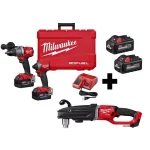 Milwaukee M18 FUEL 18V Brushless 3-Tool Combo Kit: Hammer Drill, Impact Driver, and Right Angle Drill thumbnail 1
