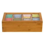 Unbranded Natural Bamboo Tea Storage Box with Transparent View Window, 120+ Tea Bag Capacity thumbnail 2