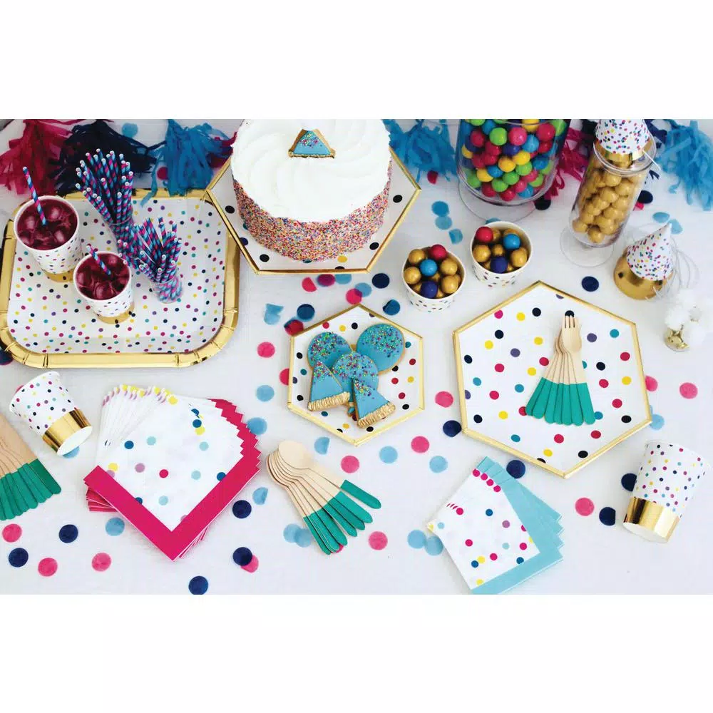 Sugar Plum Party SugarPlum Confetti Paper Lunch Napkins, 32-Piece Multi-Color Set