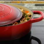 Crock-Pot Artisan 5 Qt. Enameled Cast Iron Braiser Pan with Self-Basting Lid, Red thumbnail 4