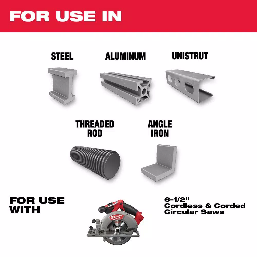 Milwaukee 6-1/2 in. 48T Carbide Metal Cutting Circular Saw Blade