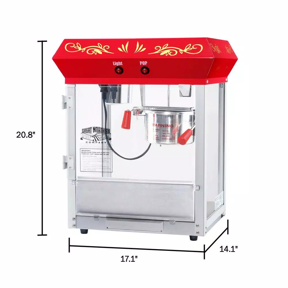 Great Northern Popcorn 6 oz. Red Countertop Popcorn Popper Machine with Warming Deck