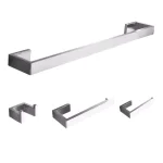 Boyel Living Stainless Steel 4-Piece Bathroom Accessories Set - Silver Wall Mounted Hardware Kit thumbnail 1