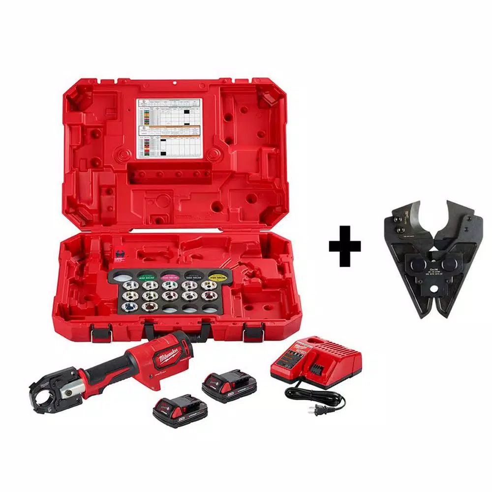 Milwaukee M18 FORCE LOGIC 600 MCM Cordless Crimper Kit with 750 MCM Cu/Al Cutting Jaw
