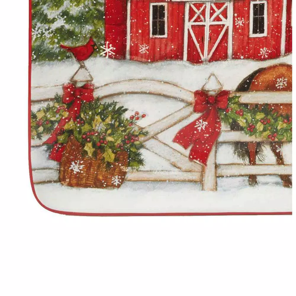 Certified International Christmas on the Farm by Susan Winget 16 in. Ceramic Rectangular Platter