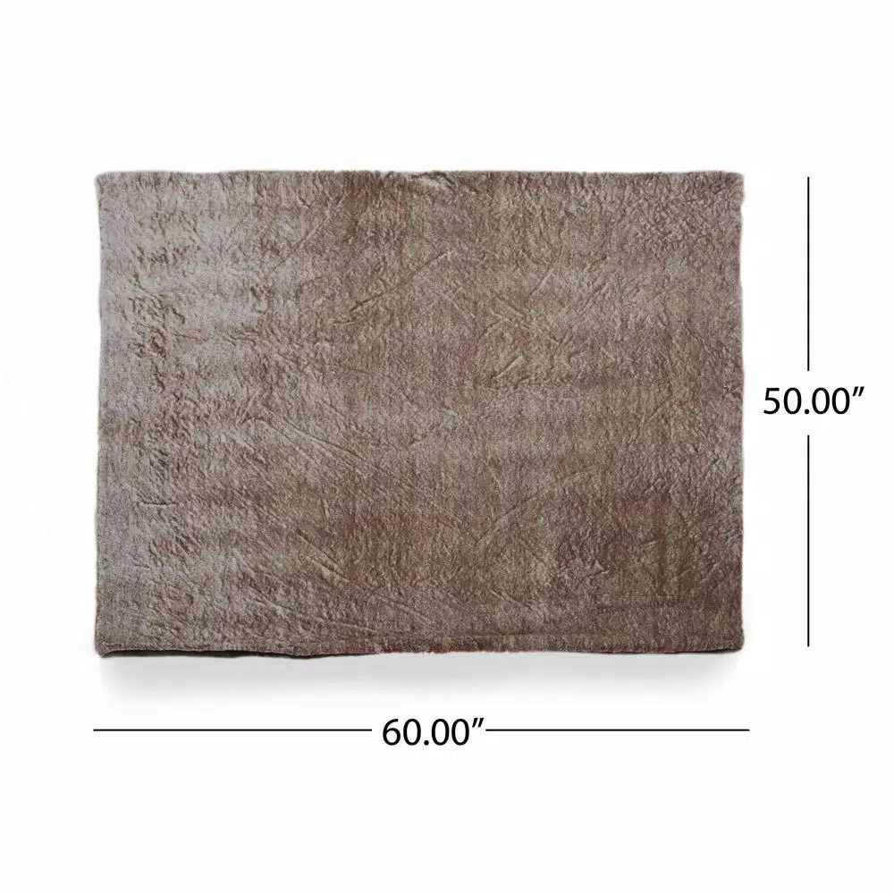 Noble House Lanford Light Brown Faux Fur Throw Blanket, 50 x 60 in.