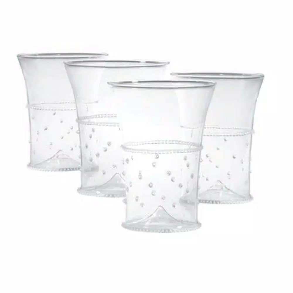 Abigails La Boheme Tumbler with Dots, 10 oz Glass Set of 4, Clear