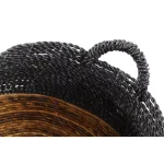 LITTON LANE Round Banana Leaf and Polypropylene Wicker Storage Baskets with Handles, Set of 2 thumbnail 4
