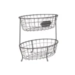 Spectrum Vintage Living 2-Tier Oval Steel Fruit and Vegetable Server thumbnail 1