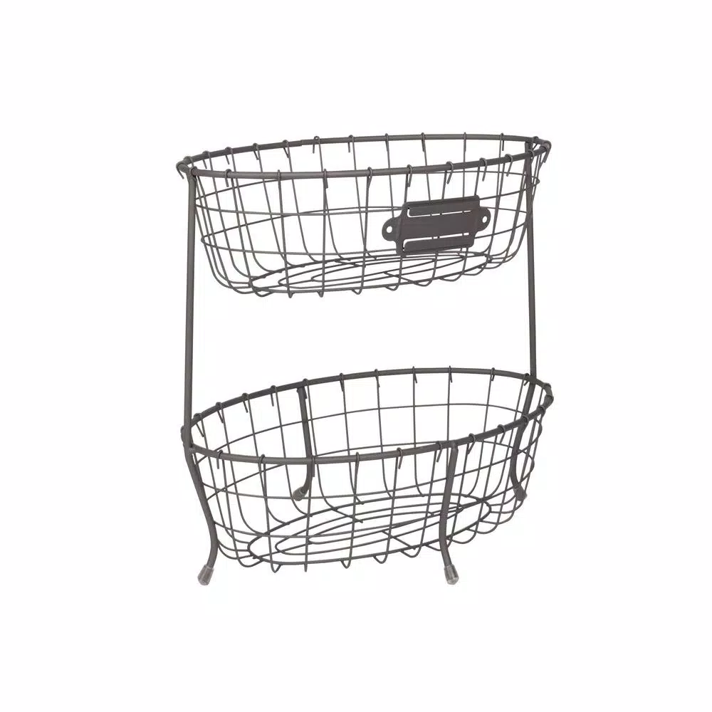 Spectrum Vintage Living 2-Tier Oval Steel Fruit and Vegetable Server