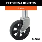 CURT Marine Trailer Jack with 8" Wheel, 1,500 lbs. Capacity, 10" Travel thumbnail 4