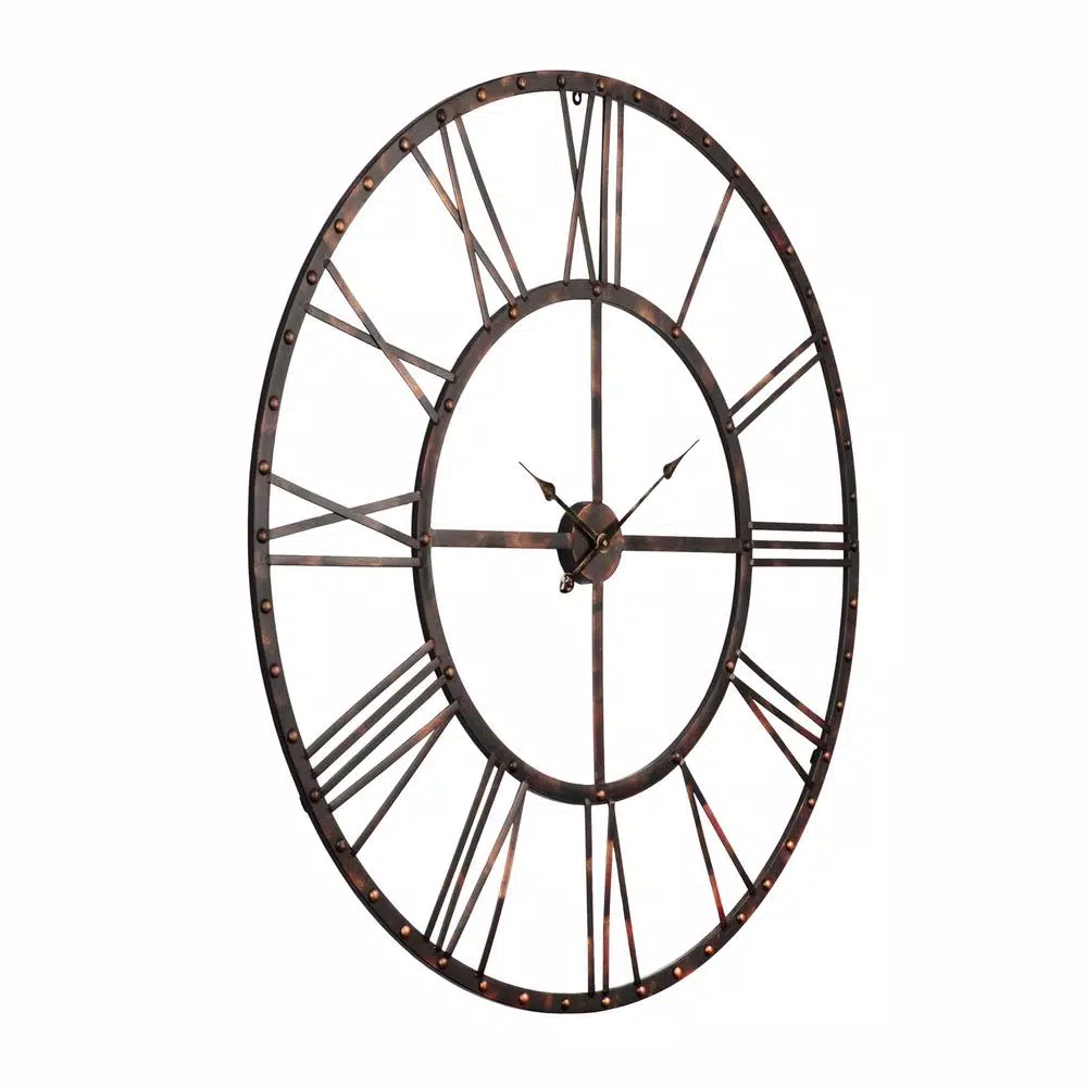 Utopia Alley Rivet Roman 45 in. Distressed Bronze Oversize Industrial Wall Clock