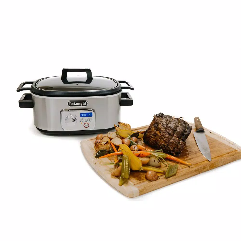 DeLonghi Livenza 6 Qt. Programmable Slow Cooker with Stovetop-Safe Pot, Stainless Steel