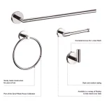 Design House GRAZ Park Polished Chrome Towel Ring - Modern Zinc Hand Towel Holder thumbnail 5