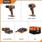 RIDGID 18V Brushless Cordless Drill/Driver and Impact Driver Combo Kit with (2) 1.5 Ah Batteries and Charger thumbnail 2