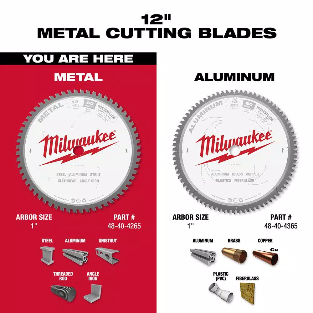 Milwaukee 12 in. 60T Carbide Teeth Metal Cutting Circular Saw Blade