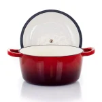 MegaChef 5 Qt. Round Enameled Cast Iron Casserole Dish with Lid, Red thumbnail 3