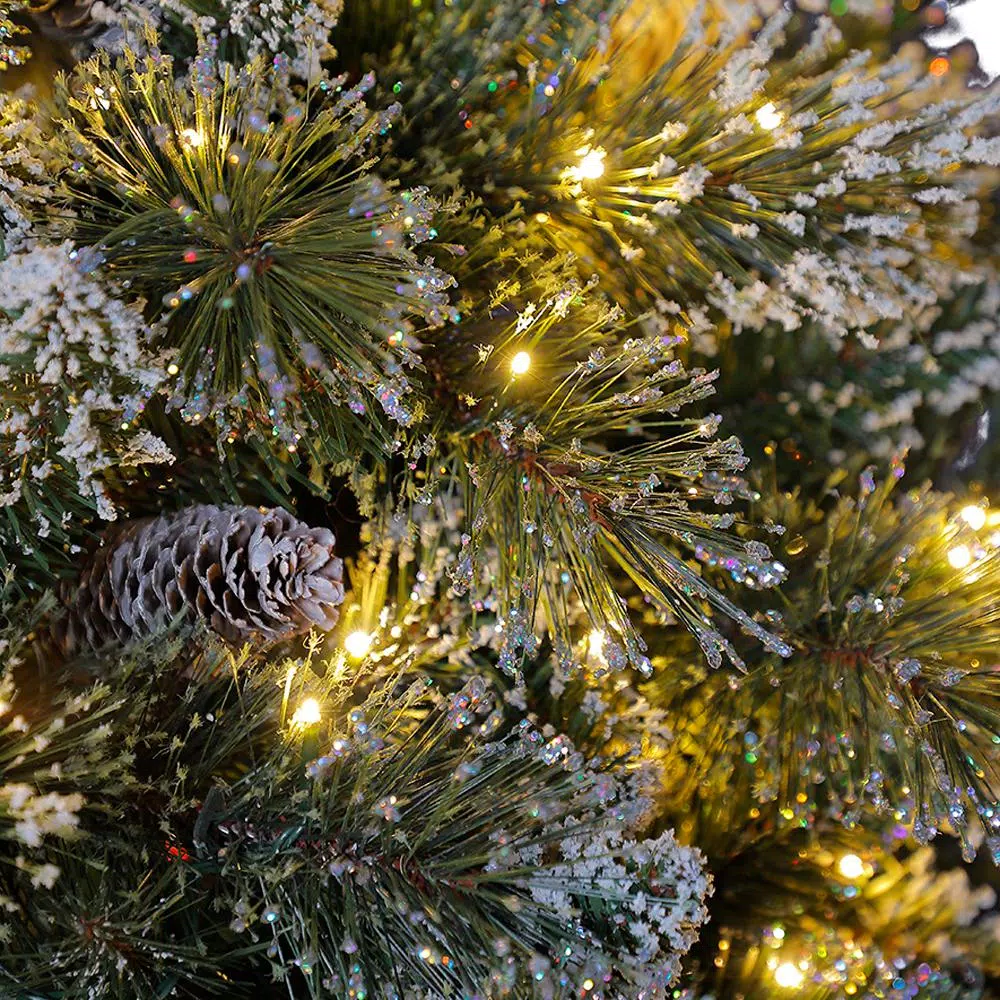 Home Accents Holiday 7.5 ft Sparkling Amelia Pine Pre-Lit Artificial Christmas Tree with 600 Warm White LED Lights
