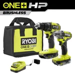 RYOBI 18V ONE+ HP Brushless 2-Tool Combo Kit: 1/2 in. Drill/Driver and 1/4 in. Impact Driver with (2) 2.0 Ah Batteries thumbnail 1