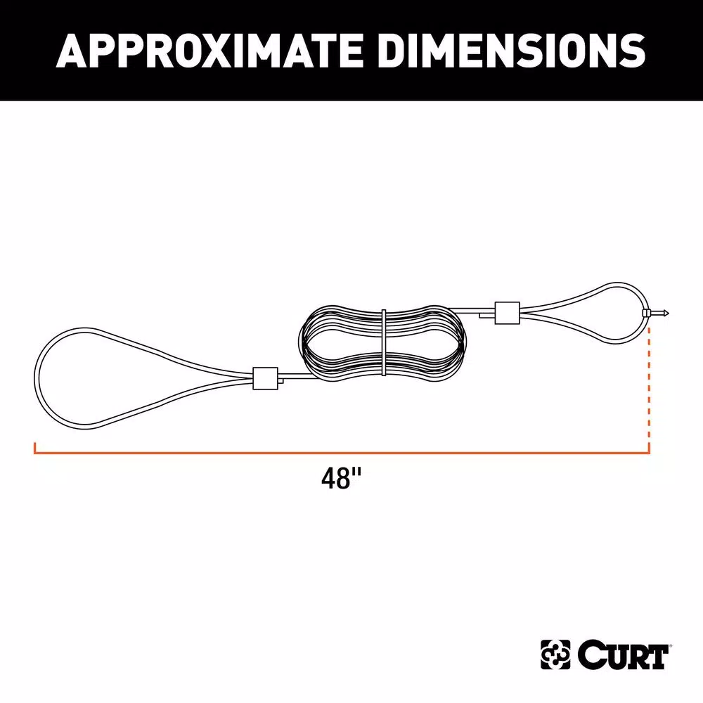CURT Replacement Breakaway Switch Lanyard for CURT 52010, 48-in High-Temp Nylon Cable