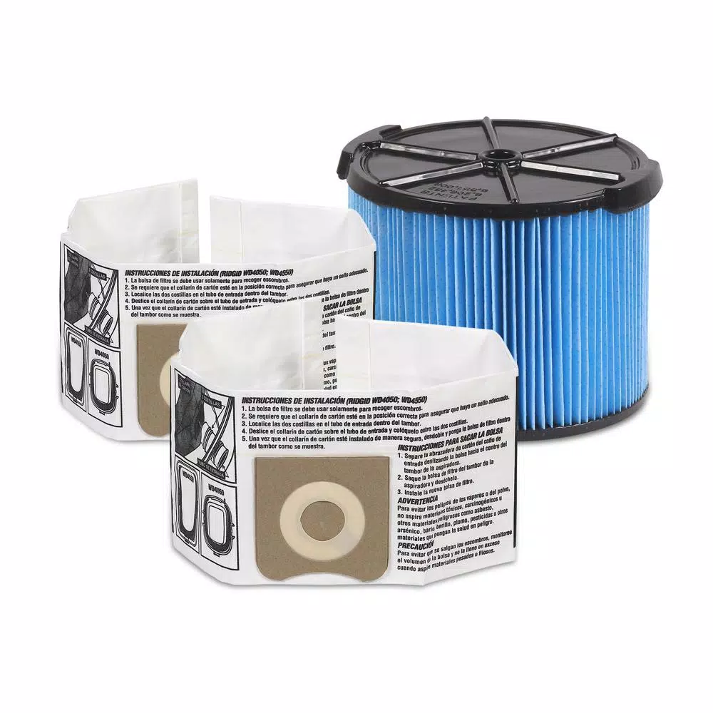 RIDGID VF3511 Filter Kit with VF3500 Fine Dust Filter and (2) VF3501 Dust Bags for 3 to 4.5 Gal. Wet/Dry Vacuums