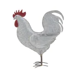 LITTON LANE 20 in. Standing Hen Iron Sculpture - Distressed White Farmhouse Rooster Decor thumbnail 2