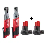 Milwaukee M12 FUEL 12V Cordless Ratchet Kit with 3/8 in. & 1/4 in. Ratchets and Two 3.0 Ah Batteries thumbnail 1