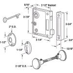 Prime-Line Antique Style Vertical Trim Lock Set, Brass Plated Cast Steel Knobs, 2-1/2 in. Backset thumbnail 2