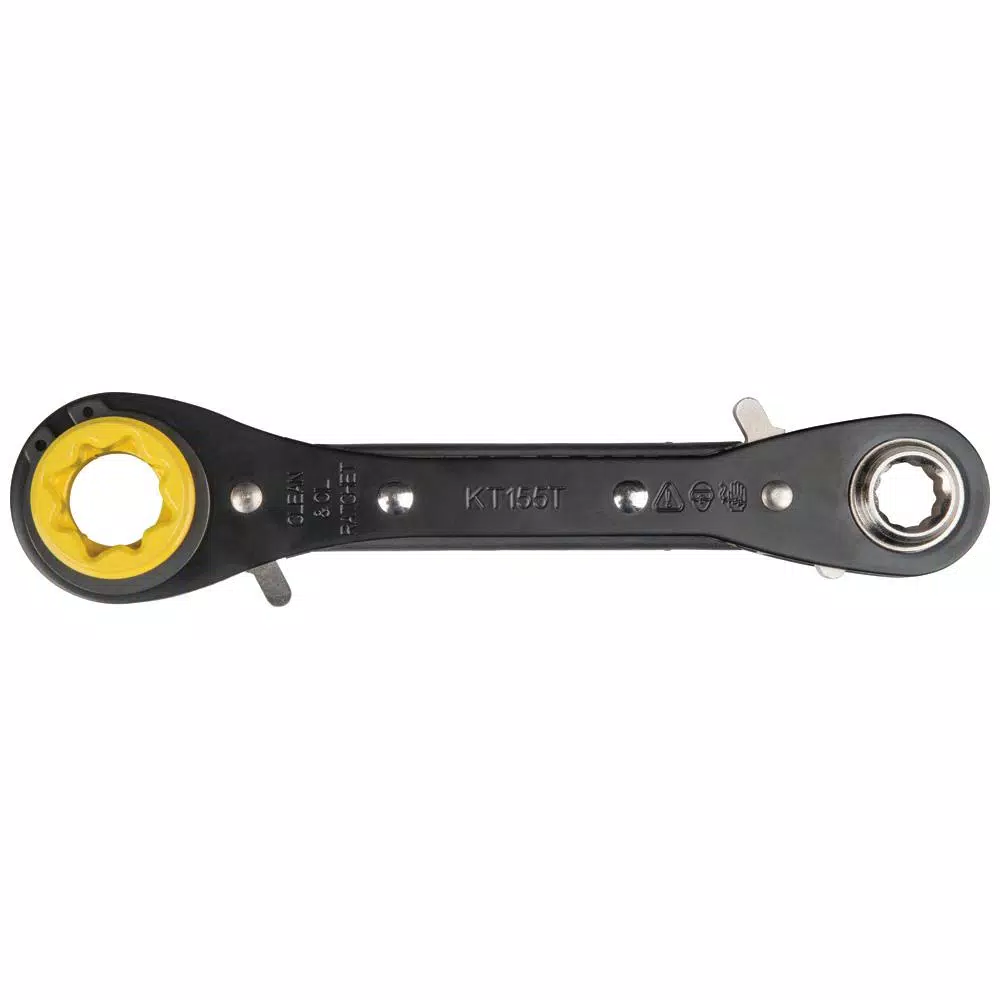 Klein Tools 6-in-1 Ratcheting Lineman's Wrench, SAE Combination Wrench
