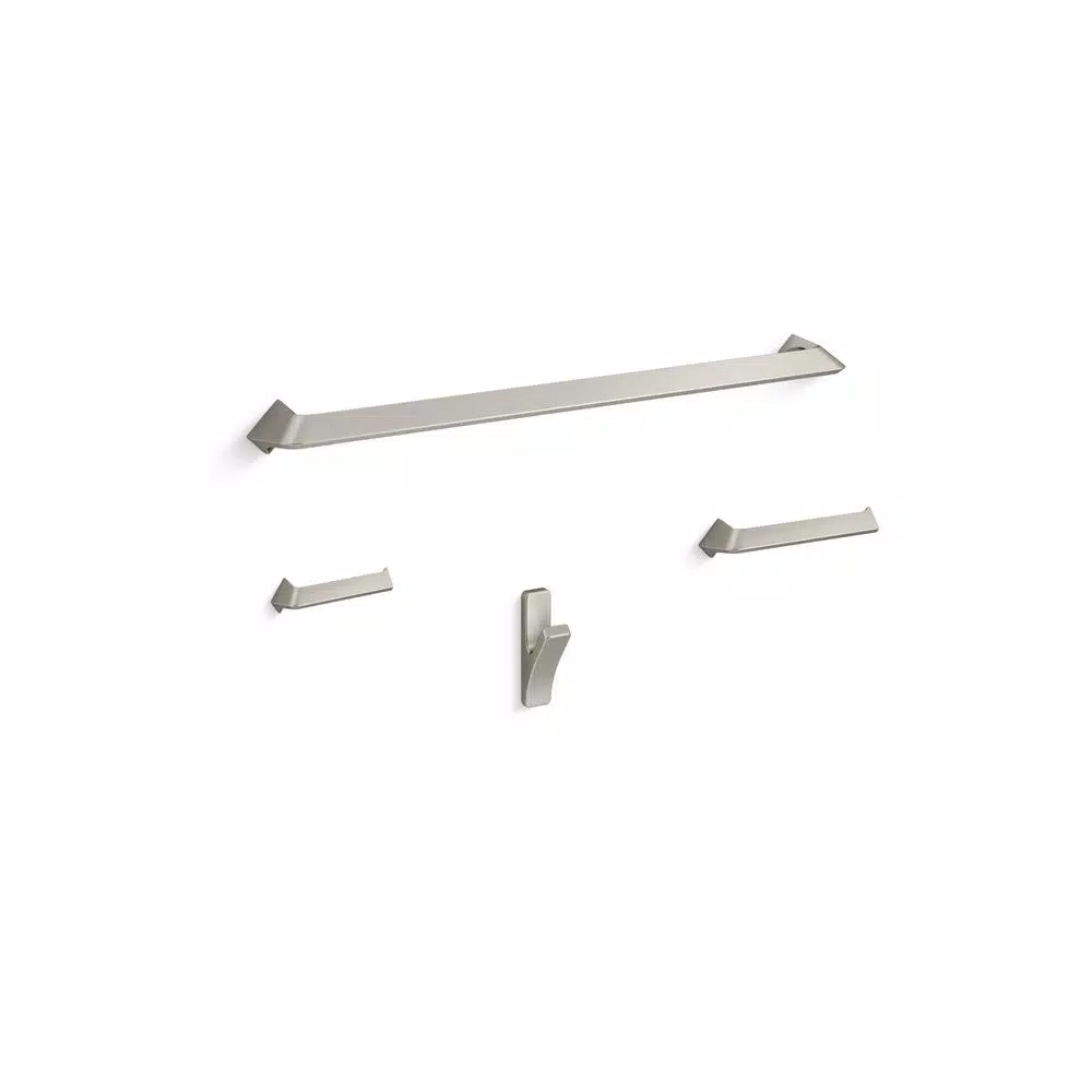 KOHLER Uniform 4-Piece Bathroom Hardware Set, Vibrant Brushed Nickel