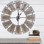 Pinnacle Gallery Solutions Oversized Windmill Wall Clock - Distressed Silver Metal and Wood thumbnail 3