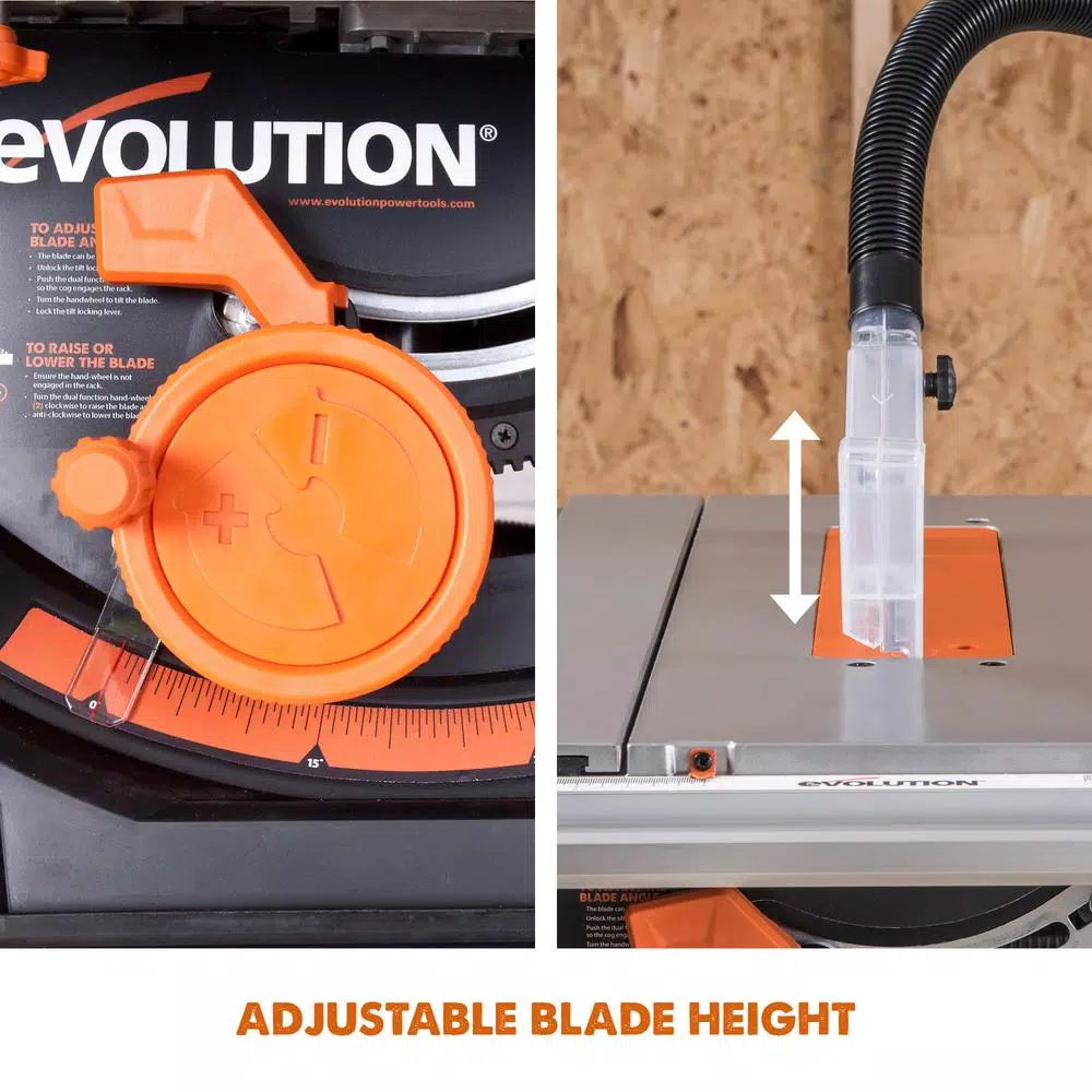 Evolution Power Tools RAGE5-S 15 Amp 10 in. Multi-Material Table Saw with Folding Stand