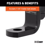 CURT Class 4 Ball Mount, 2" Receiver, 10,000 lbs Capacity, 8" Drop / 6.75" Rise thumbnail 5