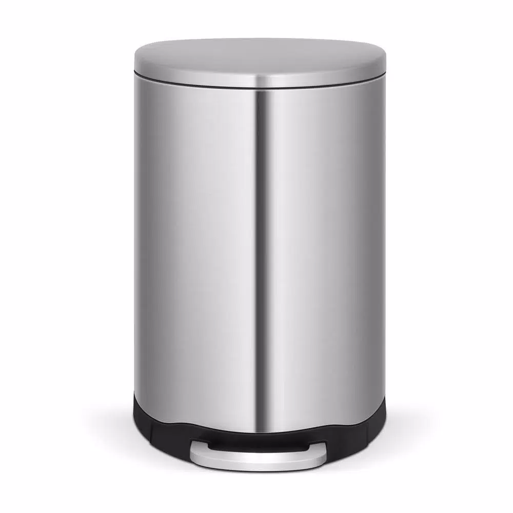 Innovaze 10.6 Gal. Stainless Steel Semi-Round Step-On Trash Can with Fingerprint-Free Finish