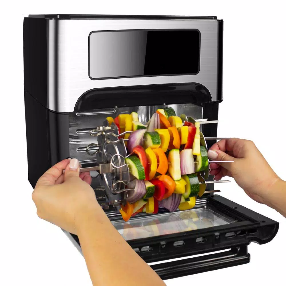 GoWISE USA 1700W 12.7 Quart Air Fryer Toaster Oven with Rotisserie and Dehydrator, Black
