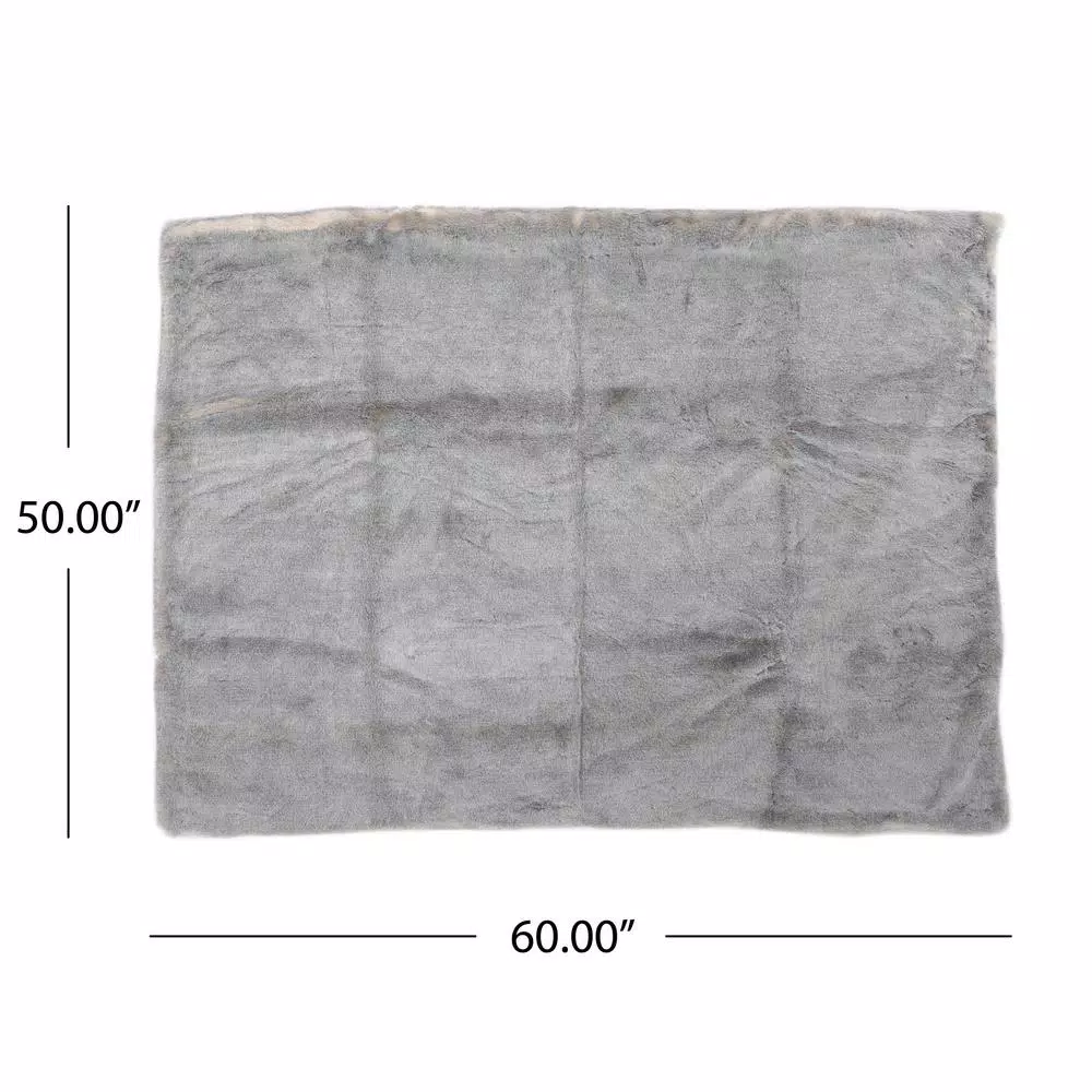 Noble House Toscana Timeless Grey Faux Fur Throw Blanket, 60 x 50 in.