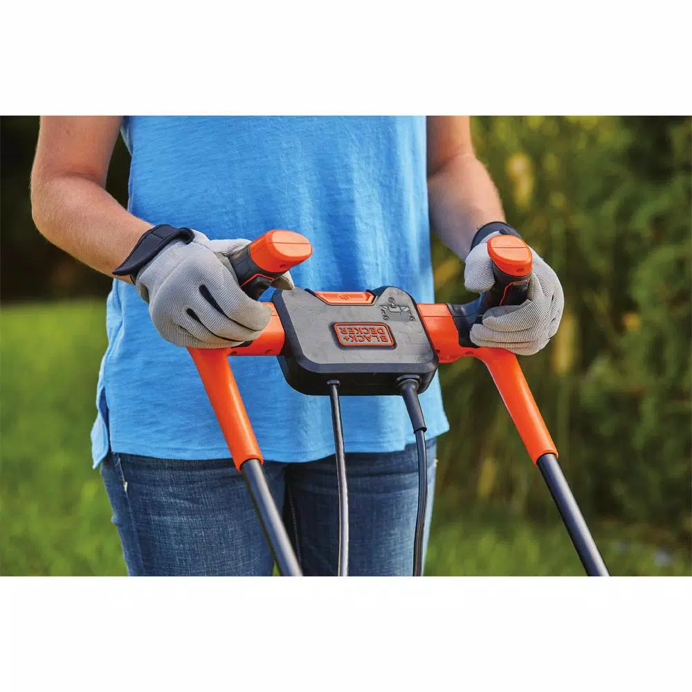 BLACK+DECKER 15 in. 10 Amp Corded Electric Walk Behind Push Lawn Mower with Bagger