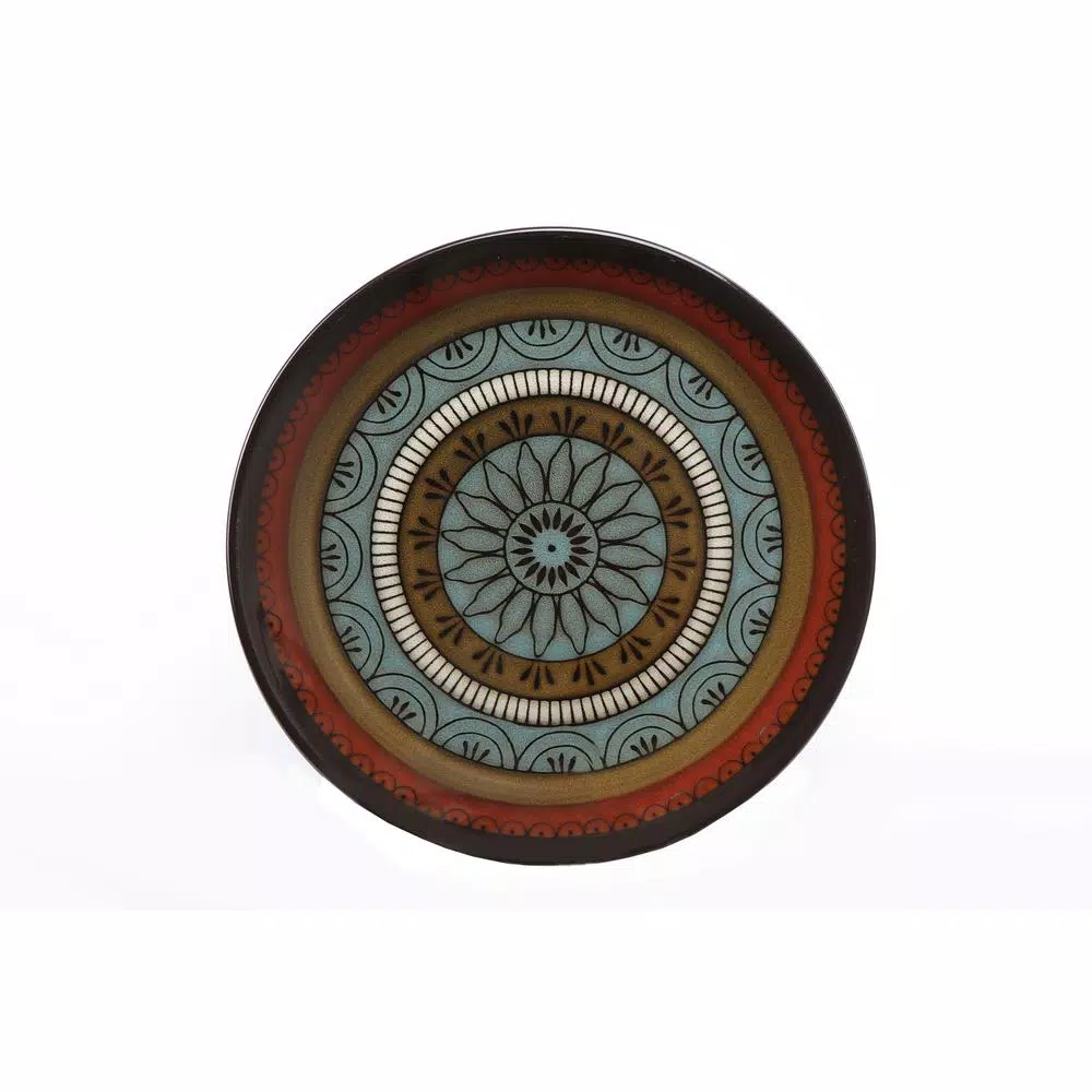 Lorren Home Trends 16-Piece Stoneware Dinnerware Set, Service for 4, Assorted Earth Tone Mosaic Design